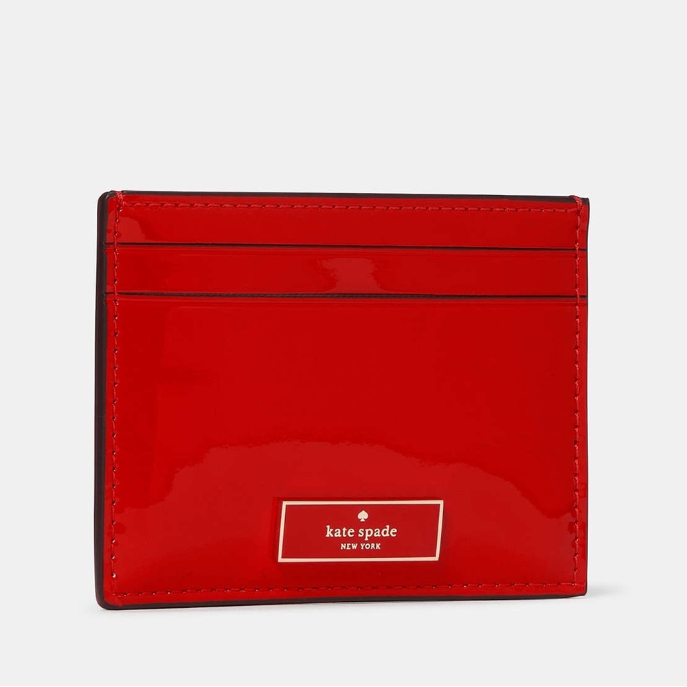 NWT Kate Spade Bridget Patent Small Slim Card Holder in KS Bright Red - Picture 2 of 9